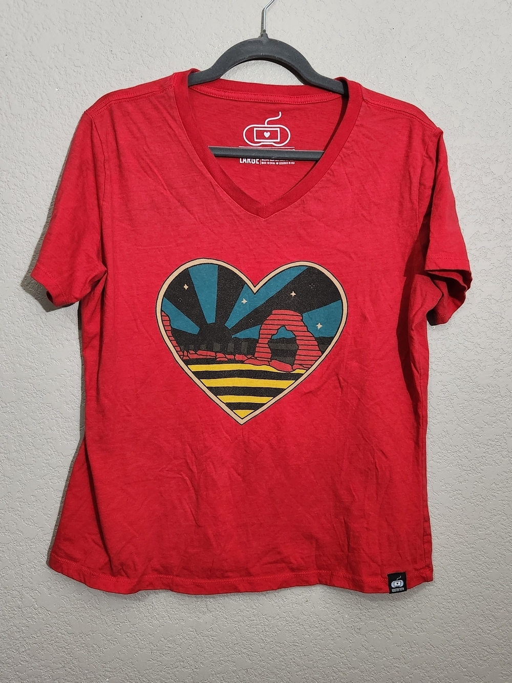Rooster Teeth x Ashley Jenkins Womens Large  V Neck Heart T Shirt